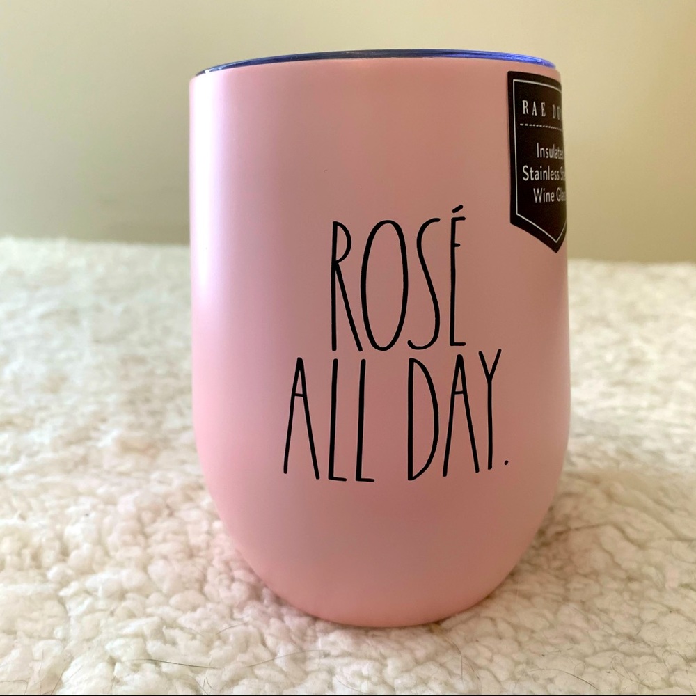 BNWT Rae Dunn Pink  ROSE ALL DAY Wine Tumbler